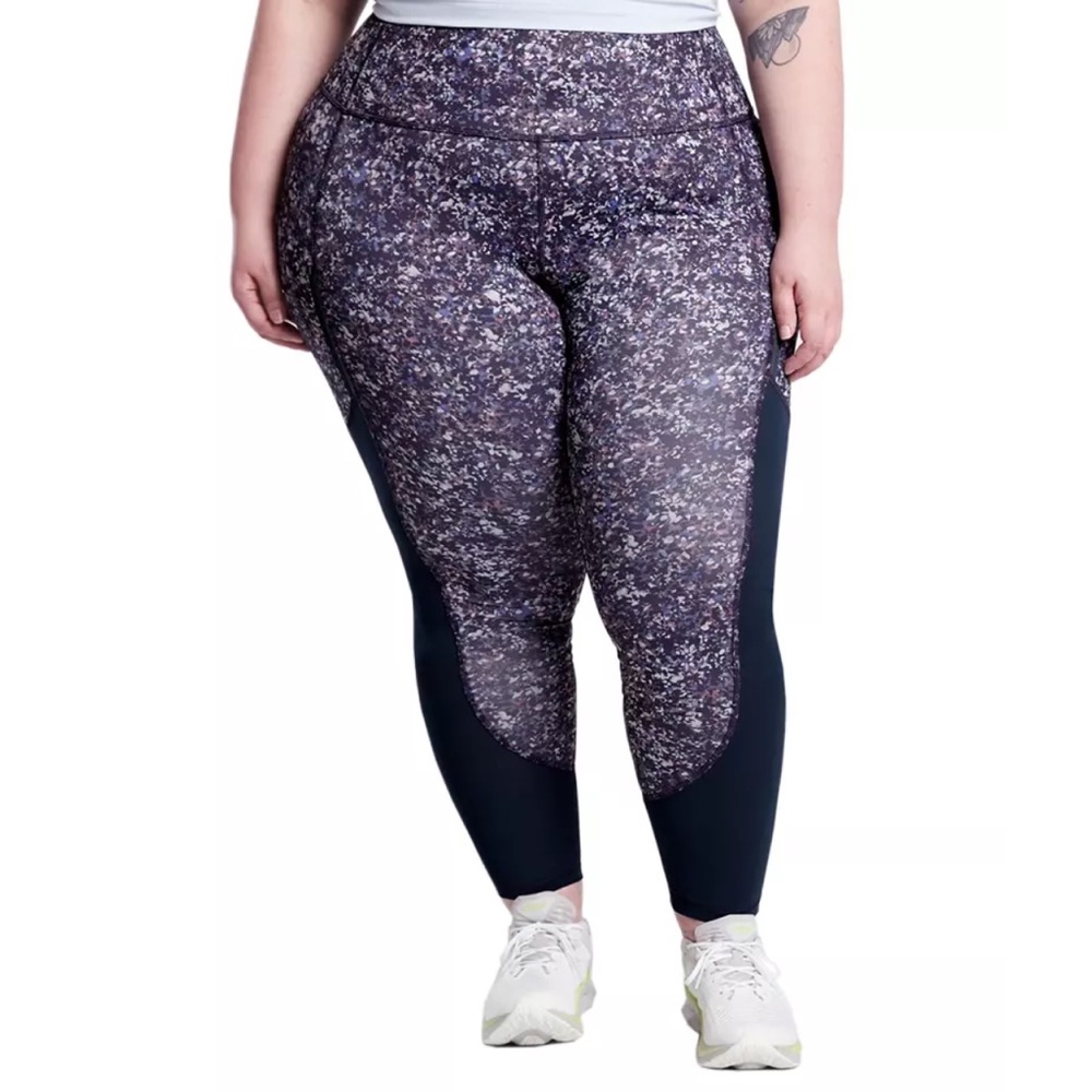ATHLETA Rainier Printed Mesh Tight Legging Sandstone Navy Multi